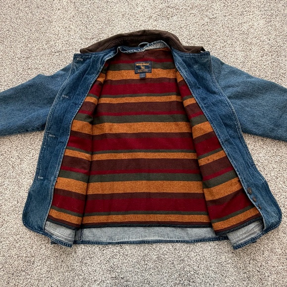 EUC Woolrich Women’s Denim Wool Blanket Lined Chore Barn Coat Jacket Sz XL - Picture 5 of 10